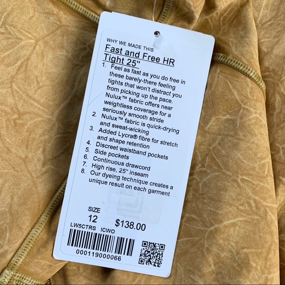 Lululemon Fast And Free High Rise Tight 25” Ice Dye Spiced Bronze Non-Reflective - Picture 6 of 7